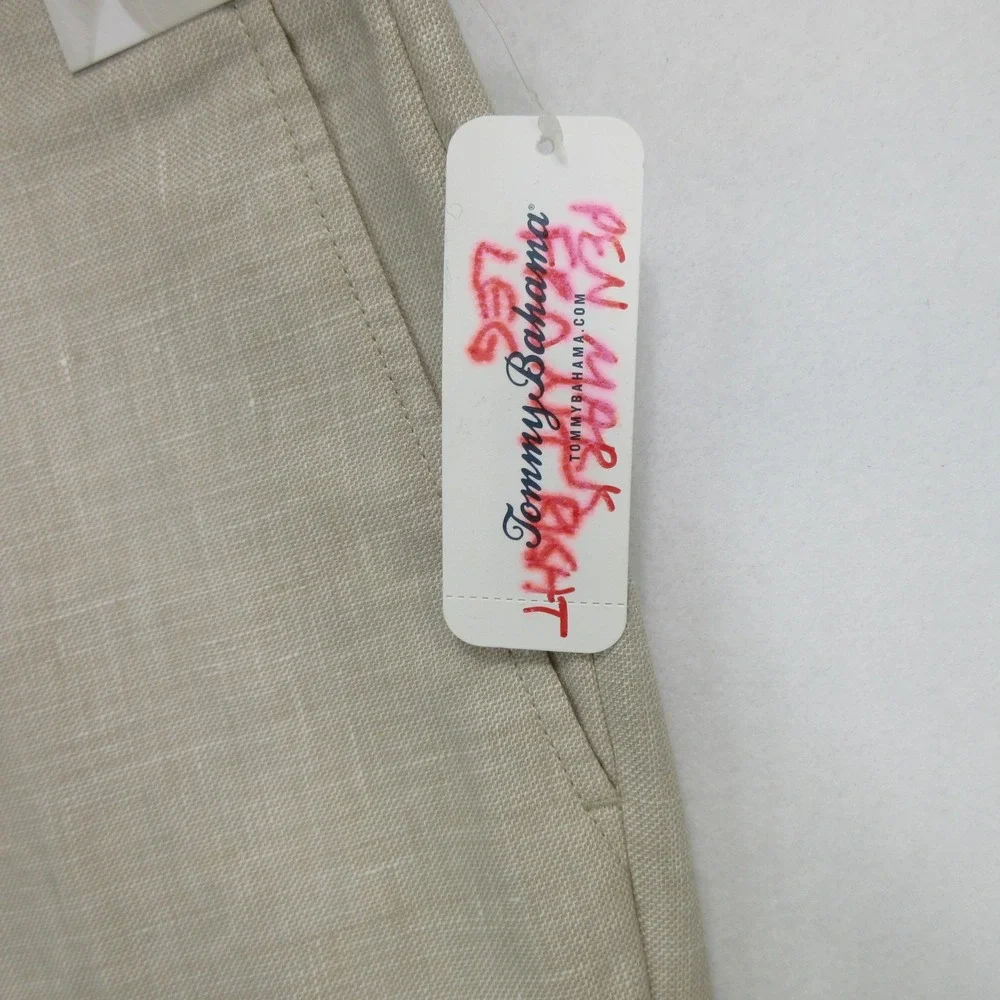 Tommy Bahama Men Dress Pants 33x30 Latigo Beach Linen Khaki Stretch New DEFECT